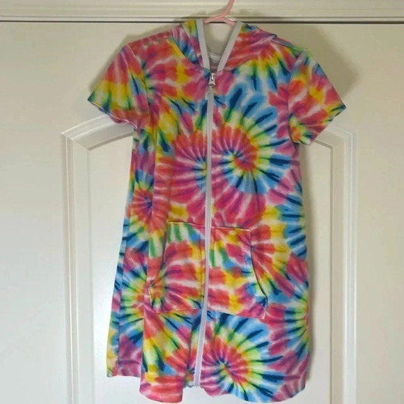 Wonder Nation Tie Dye Cover and Floral One-Piece Floral Bathing Suit - Size 6/6X - Picture 6 of 10